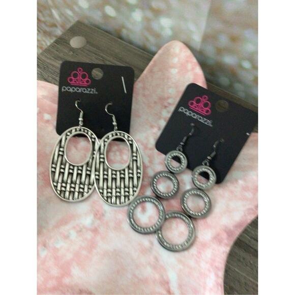 NWT 2PR Bundle Earrings Paparazzi Silver Earrings Dangle Bohemian Girl - Picture 11 of 11